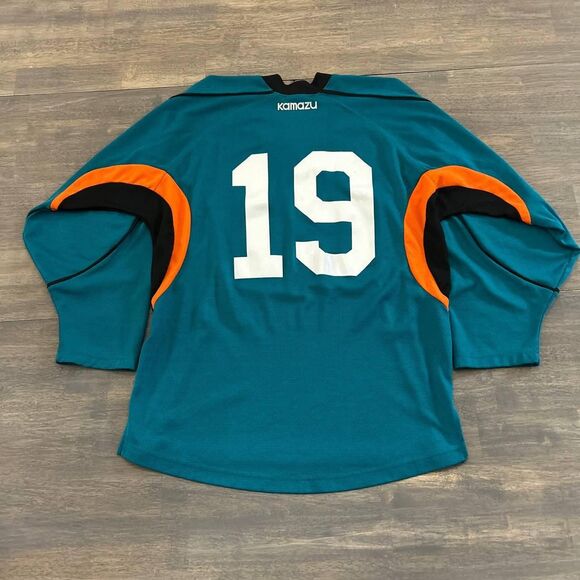 Vintage Y2K Kamazu V-Neck Long Sleeve Hockey Jersey #19 Boxy Fit Mens Size Small - Picture 5 of 8
